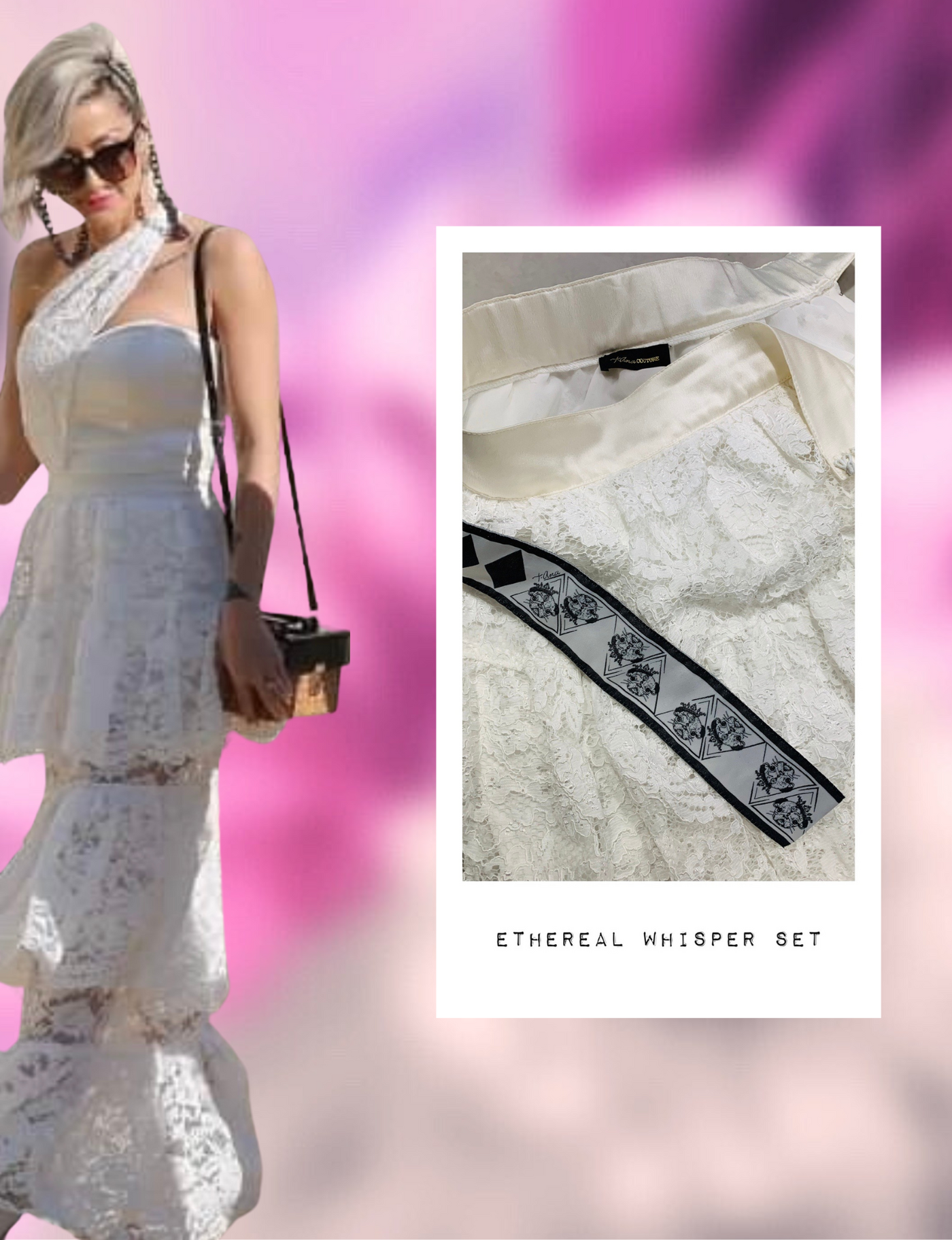 Ethereal Whisper white three-piece couture set, alternate view