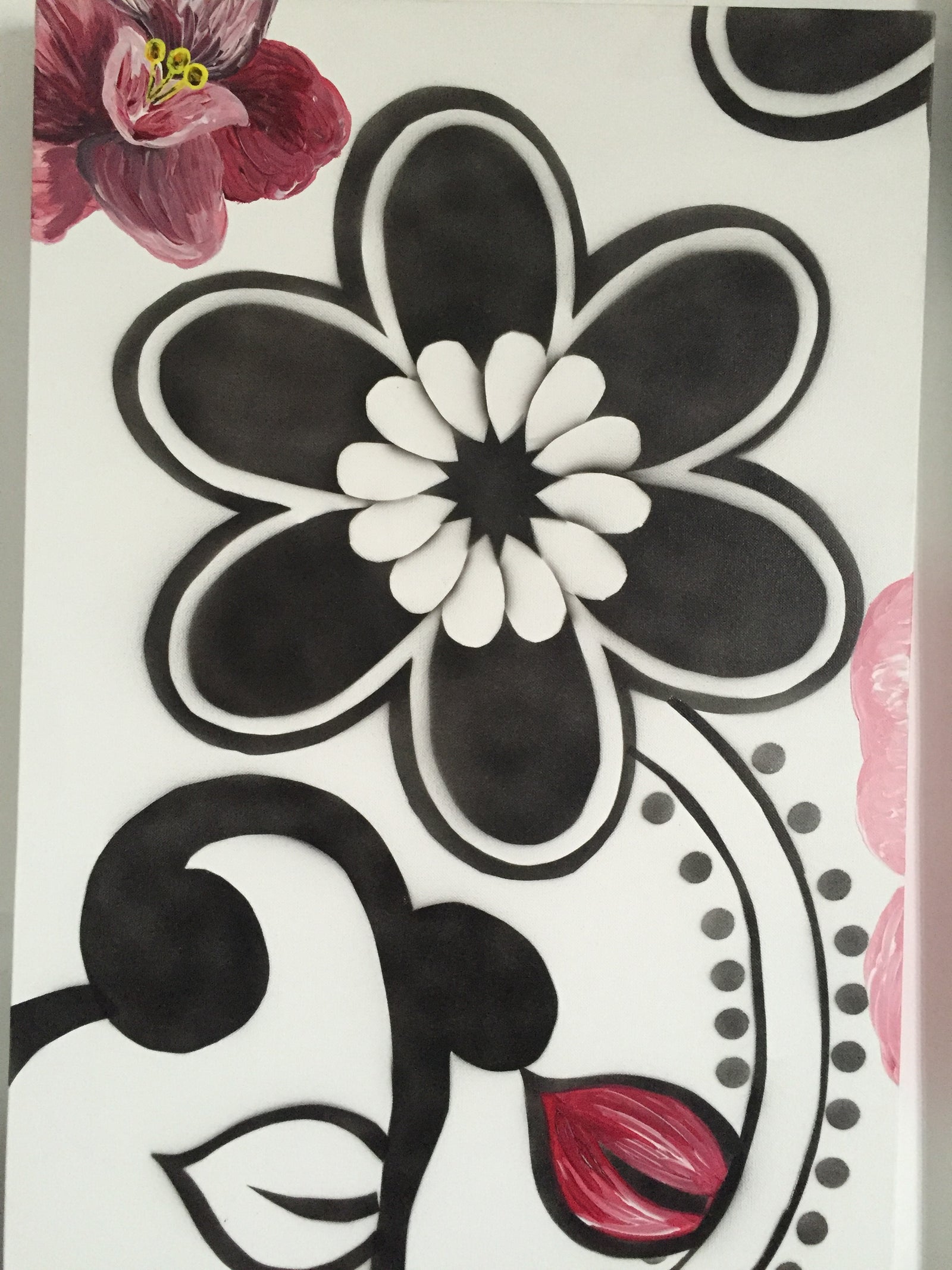 Floral Bloom original artwork, detail view