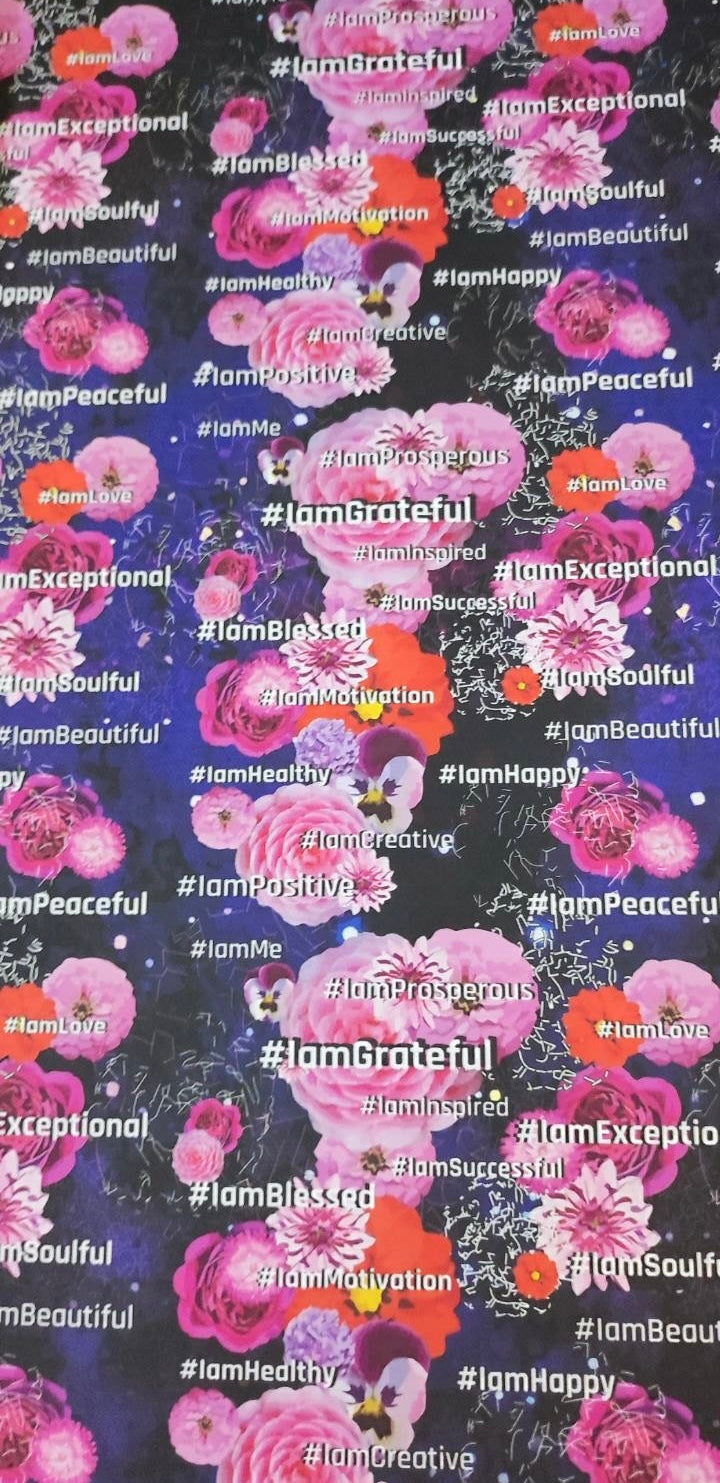 Floral Universe printed canvas textile, detail view