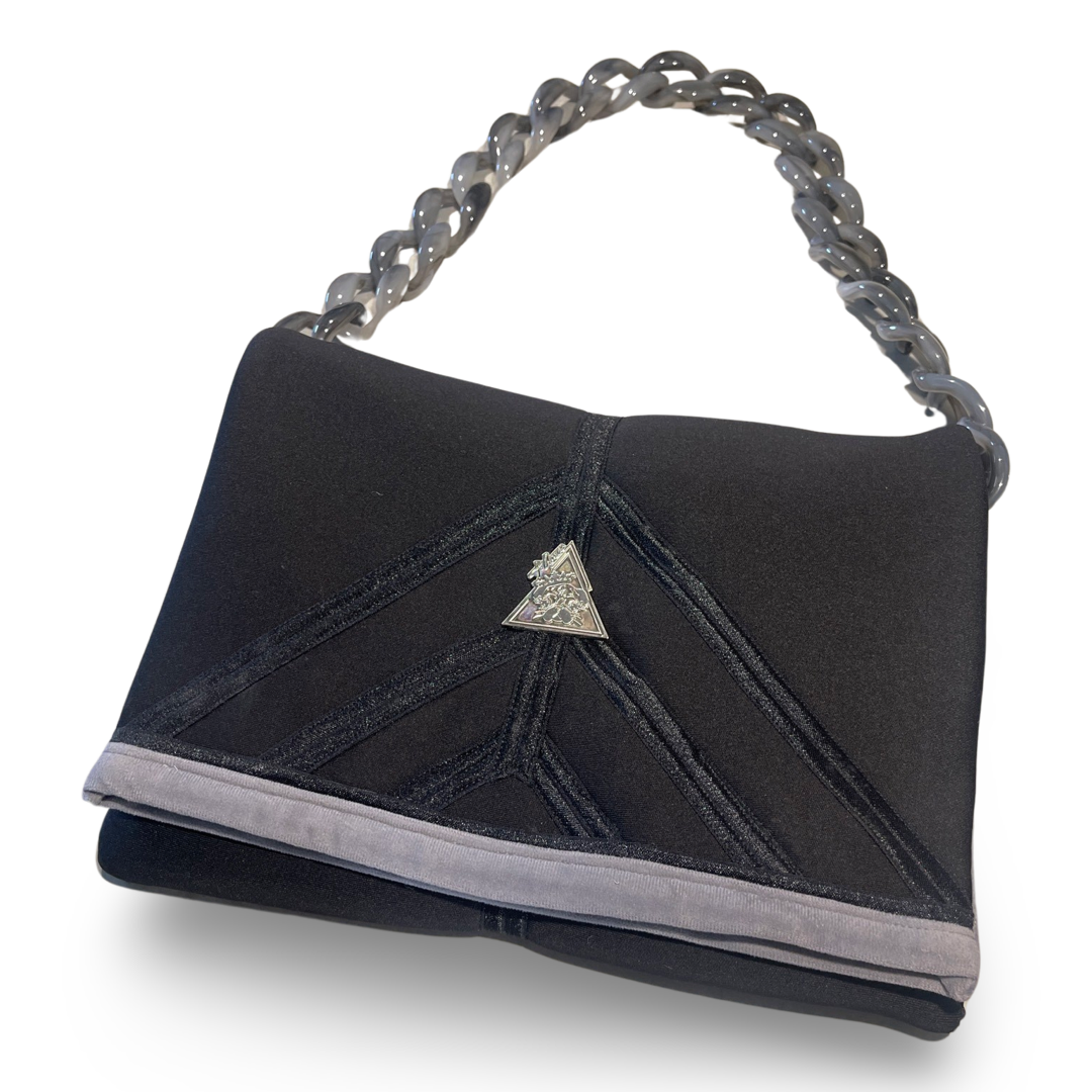 Grigio Velluto Lusso El Clásica grey scuba handbag, Maison Archive view