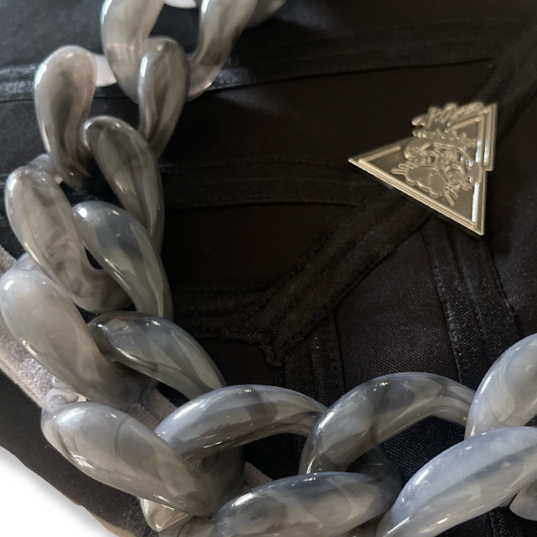 Grigio Velluto Lusso El Clásica grey scuba handbag, Maison Archive view
