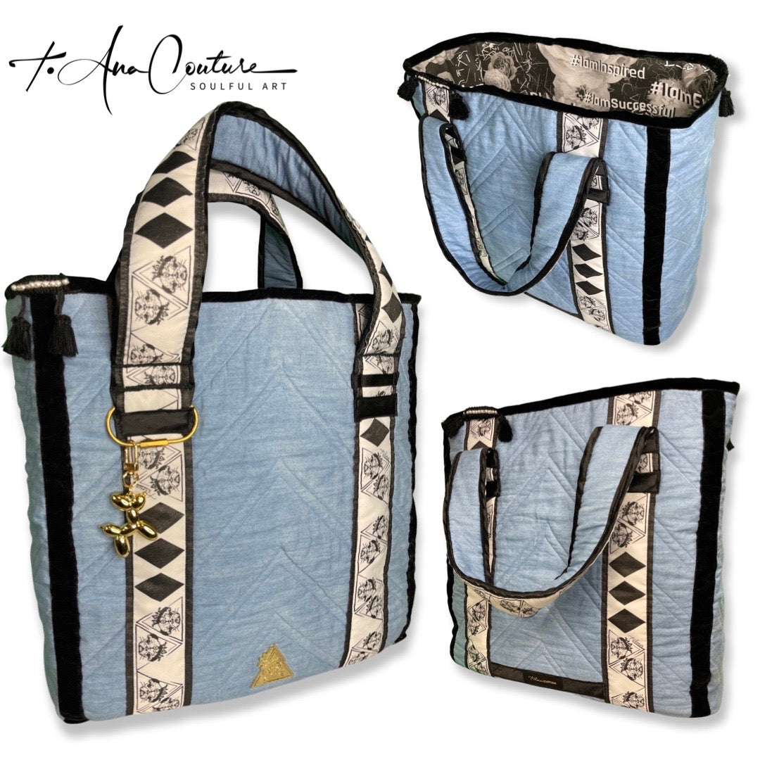 Voluminous Millionaria Blu Denim padded handbag, Maison Archive