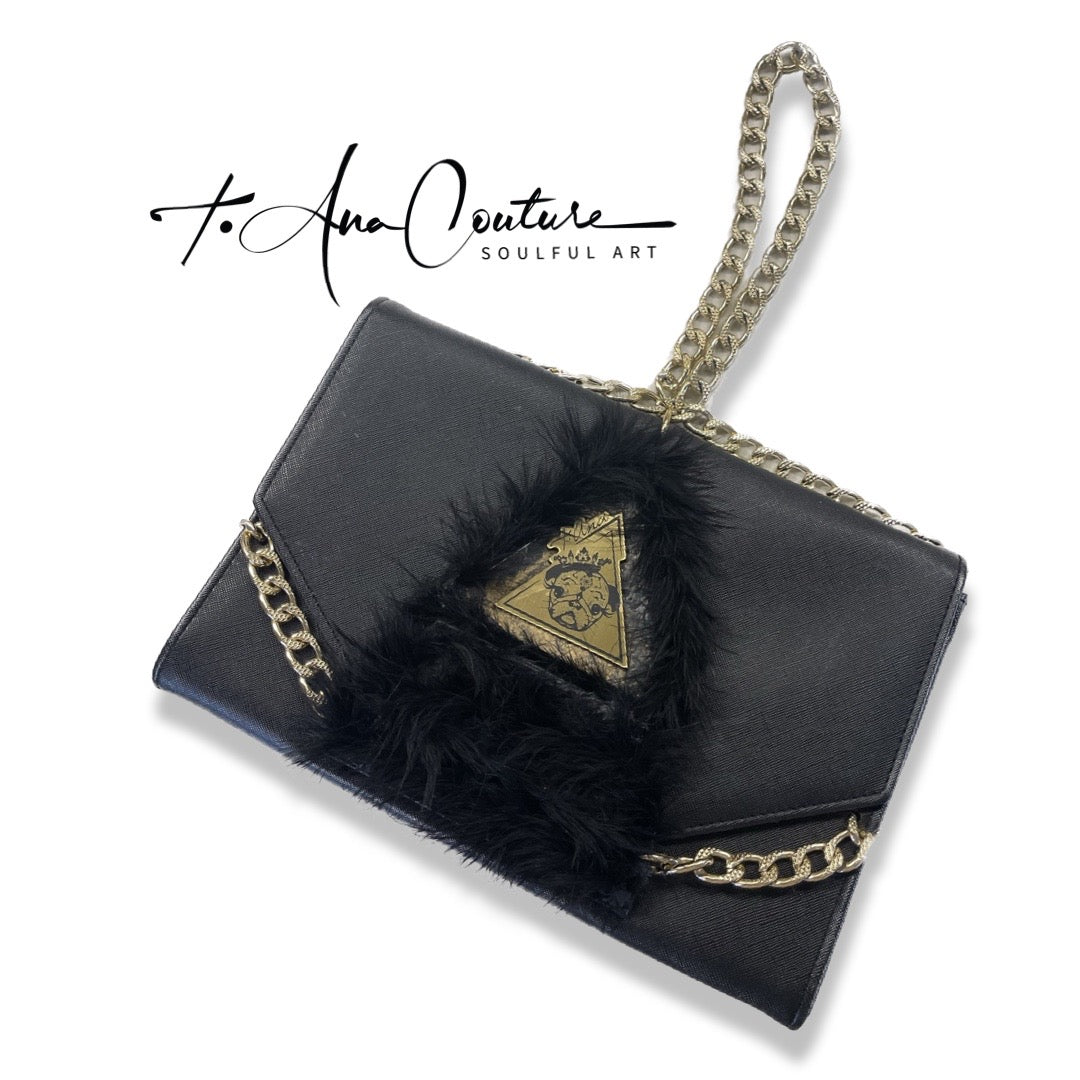 La Serata Nero black upcycled evening handbag