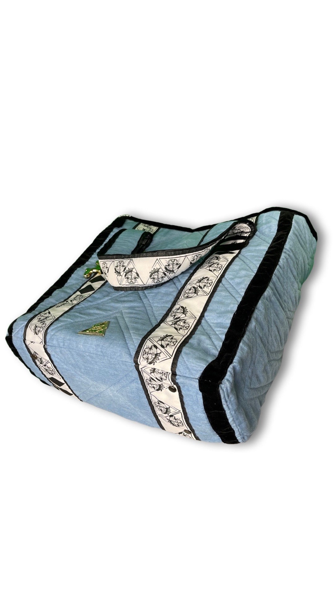 Voluminous Millionaria Blu Denim padded handbag, Maison Archive view