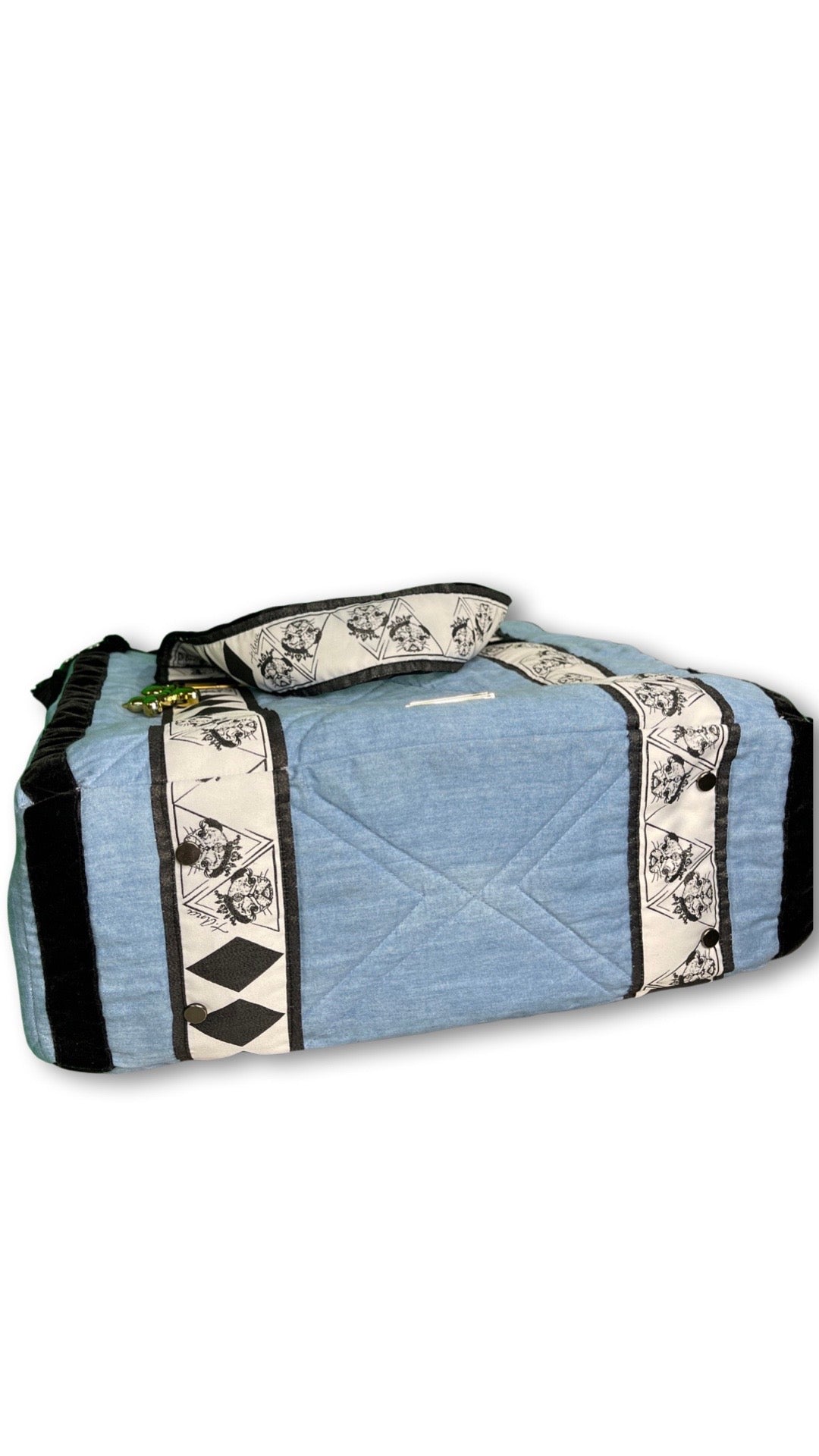 Voluminous Millionaria Blu Denim padded handbag, Maison Archive view