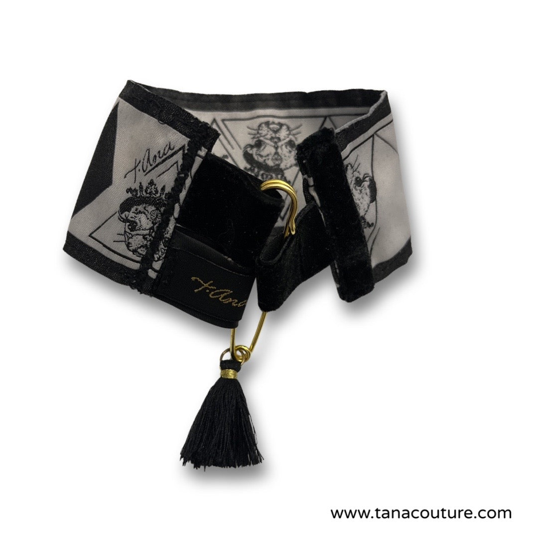 Bianco e Nero handmade textile anklet, additional view