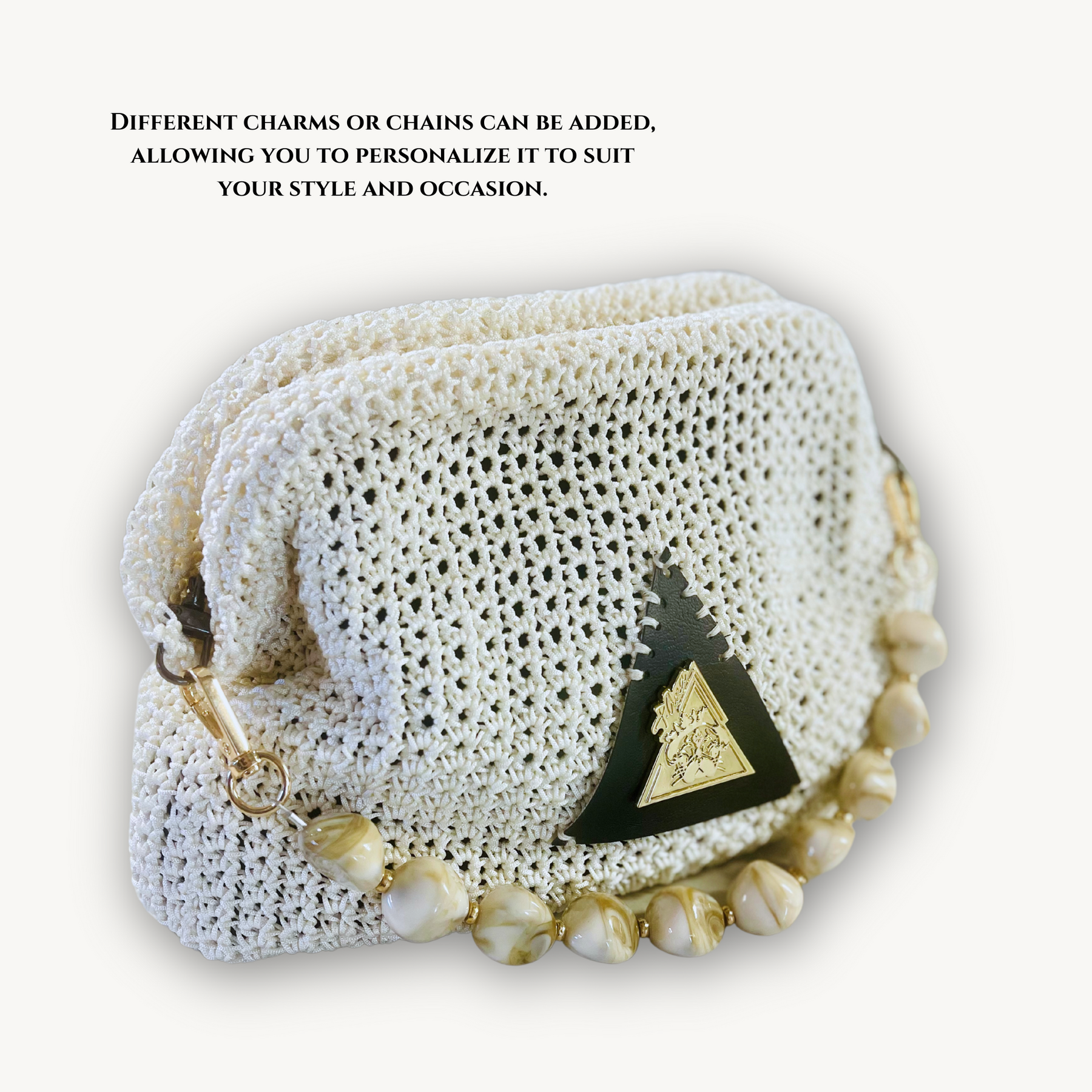 Ivory Solstice cream clutch, additional detail