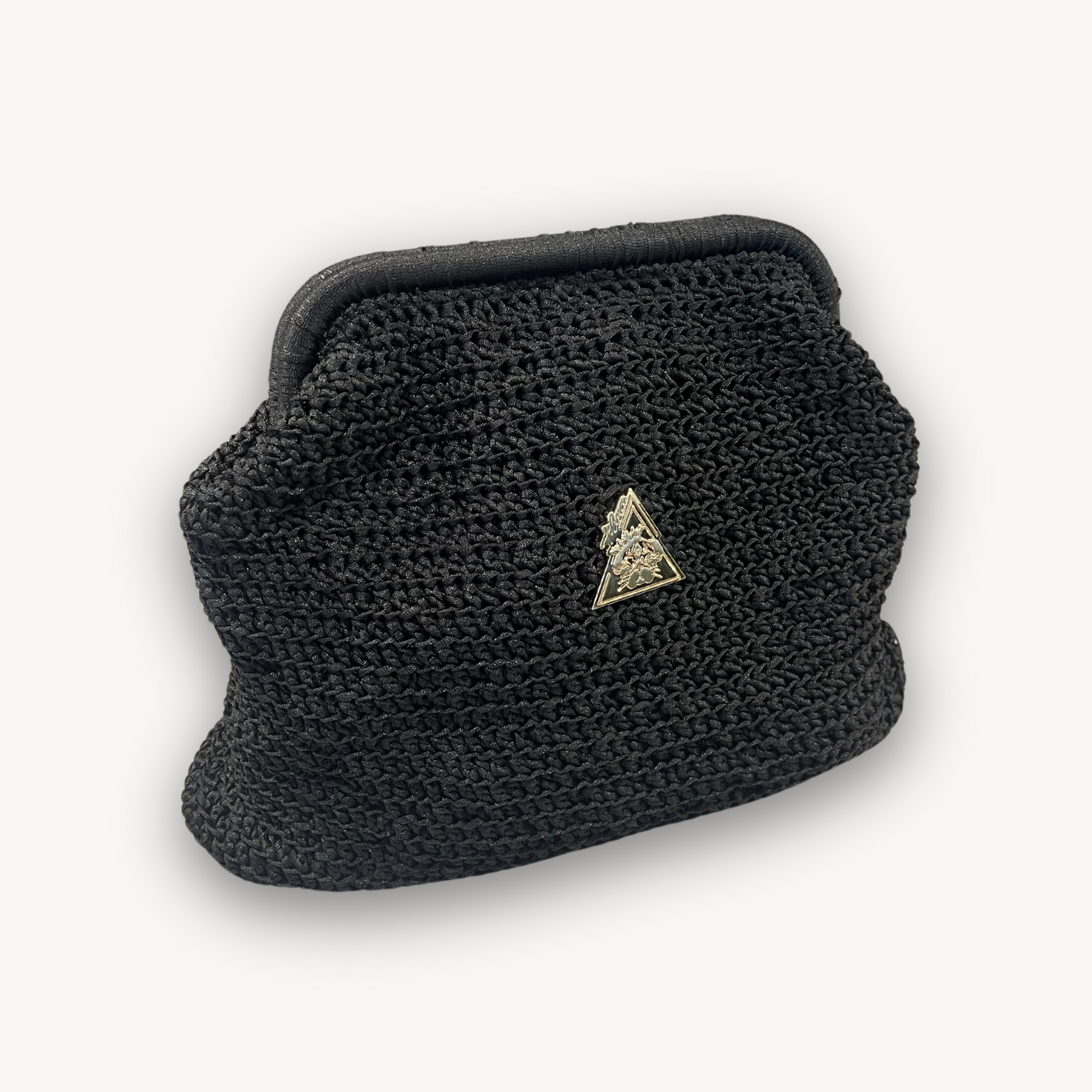 Midnight Mirage black clutch, detail view