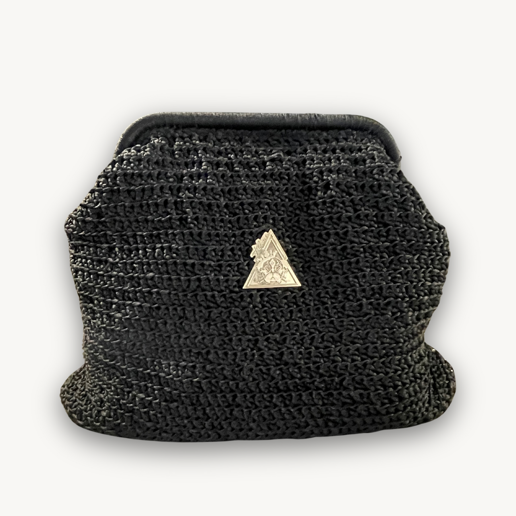 Midnight Mirage hand-knit black clutch