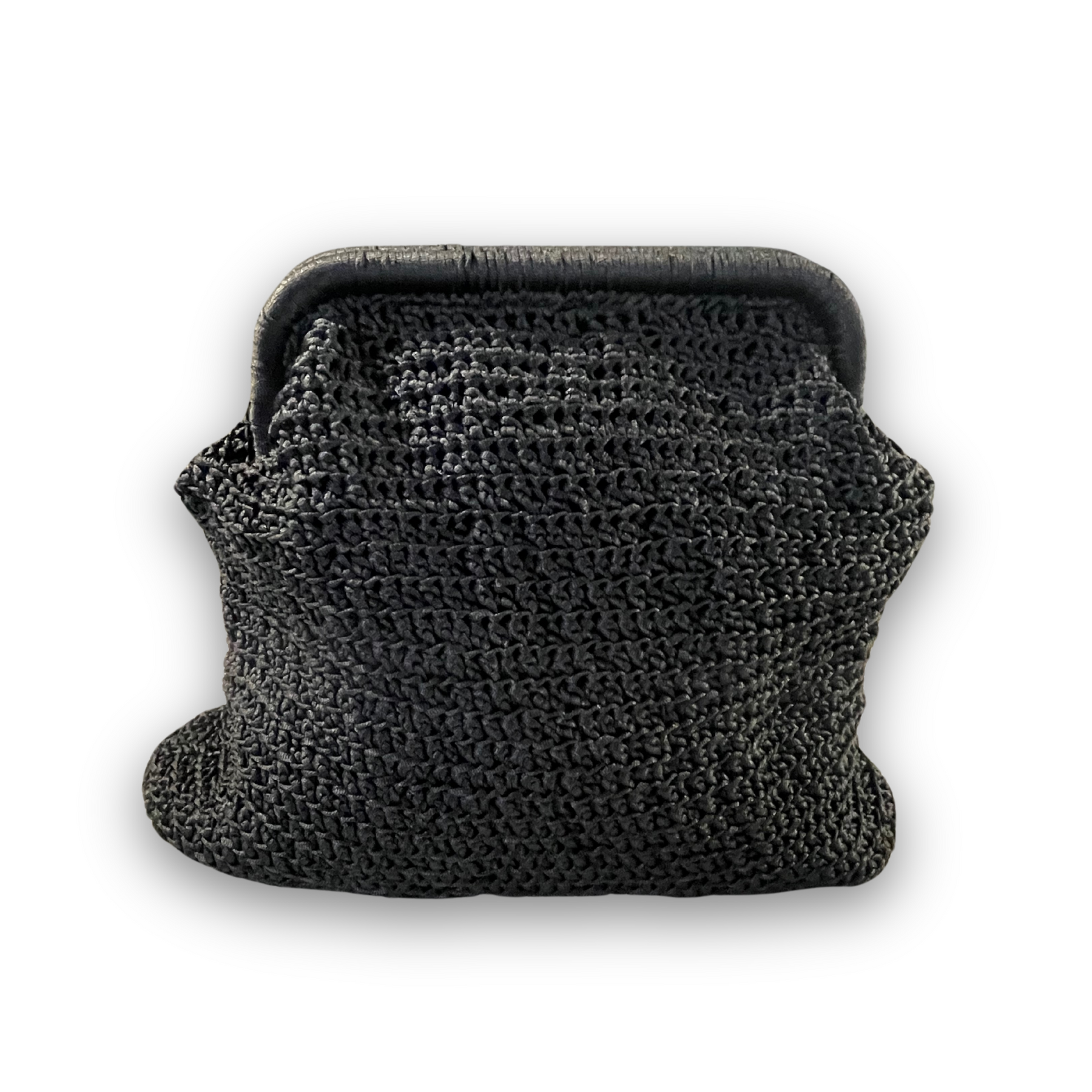 Midnight Mirage hand-knit clutch, styled view