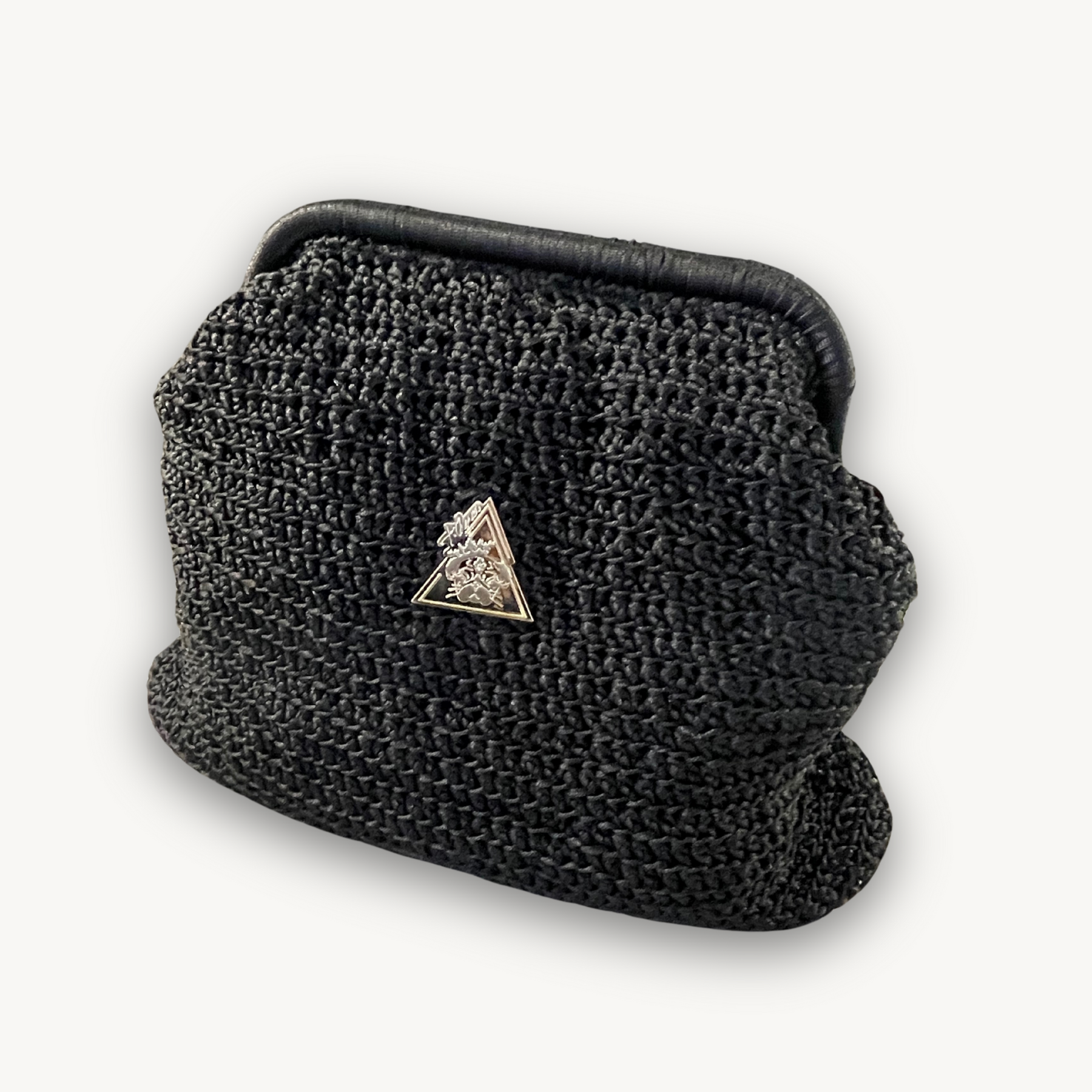 Midnight Mirage hand-knit clutch, styled view