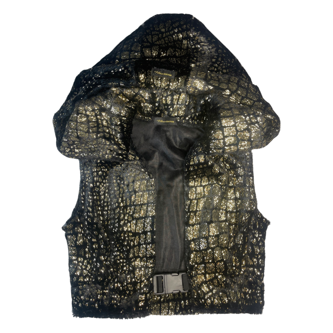 Noir Infused Radiance black and gold hooded vest