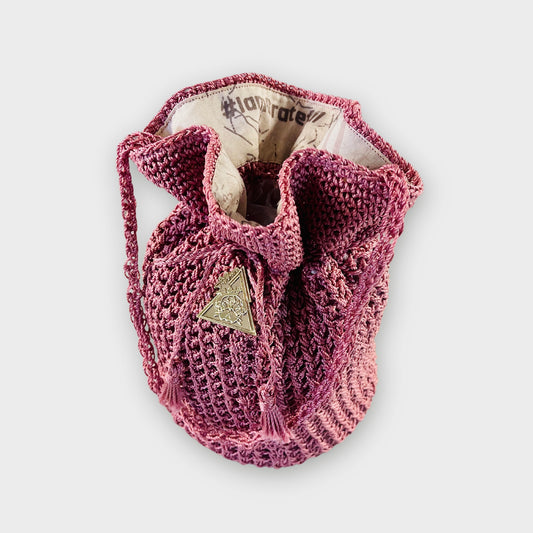 Rosa Magica vivid pink hand-knit bucket bag