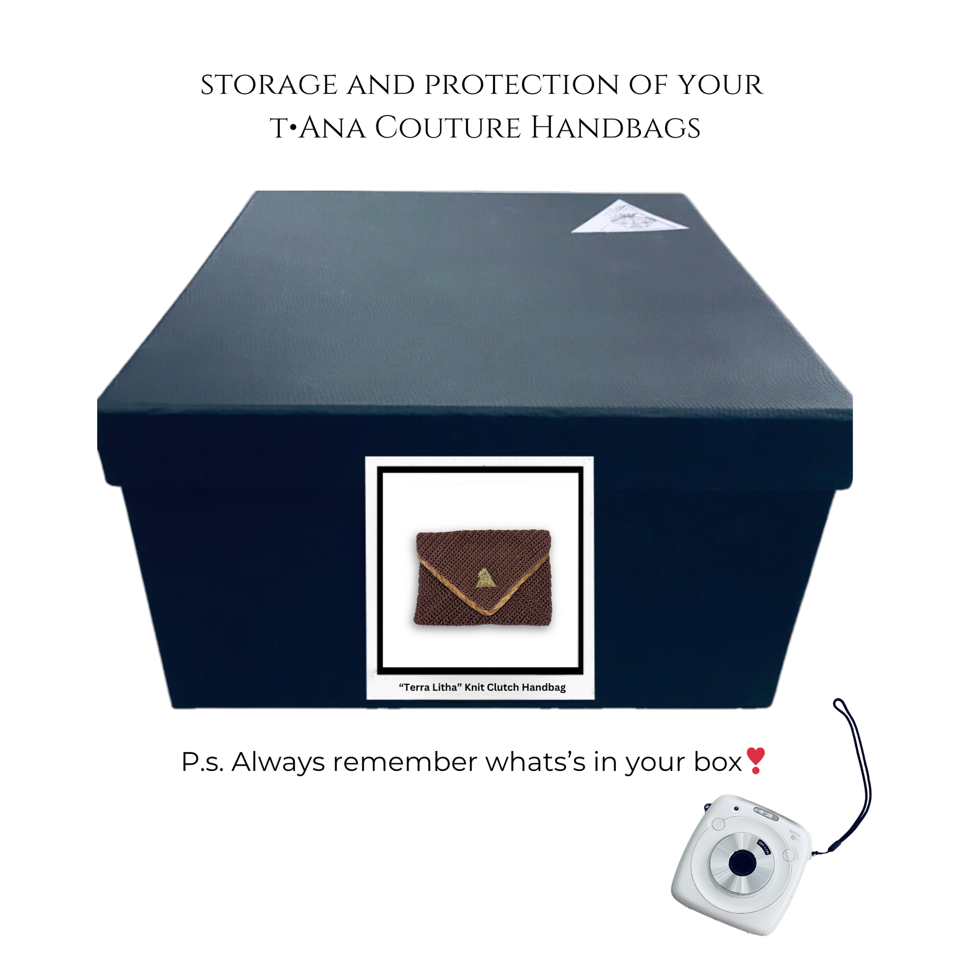 t•Ana Couture Terra Litha Knit Clutch Handbag in rich earthy brown with gold velvet trim and tiger-print interior lining; handmade luxury knit bag styled with brown coat; sustainable, Mediterranean-inspired design. Exceptional luxury design handbag. Elevated luxury brand vibes for high value women. Luxury wardrobe storage box for neat and tidy wardrobe organization.