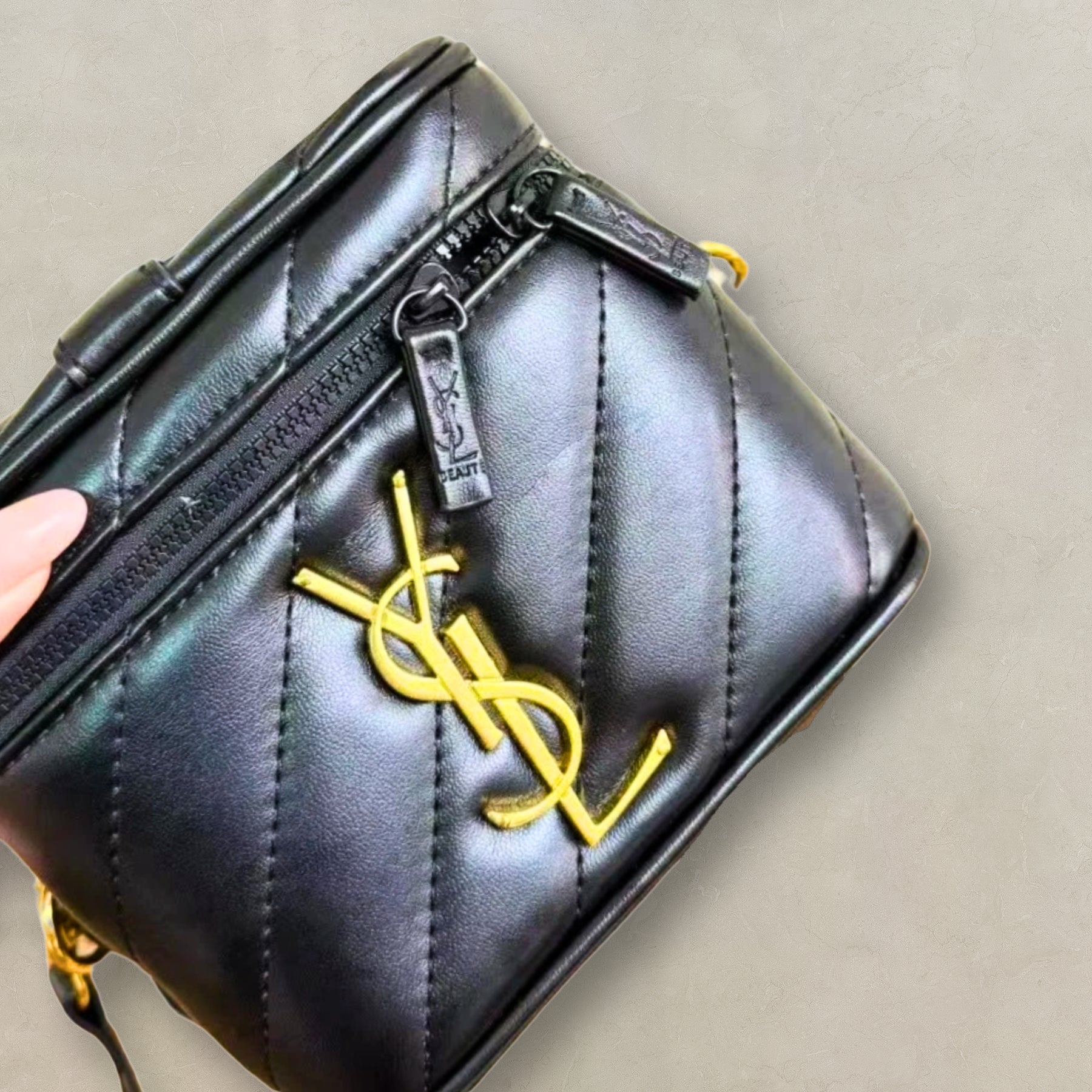 YSL Beauté gold crossbody vanity, additional detail