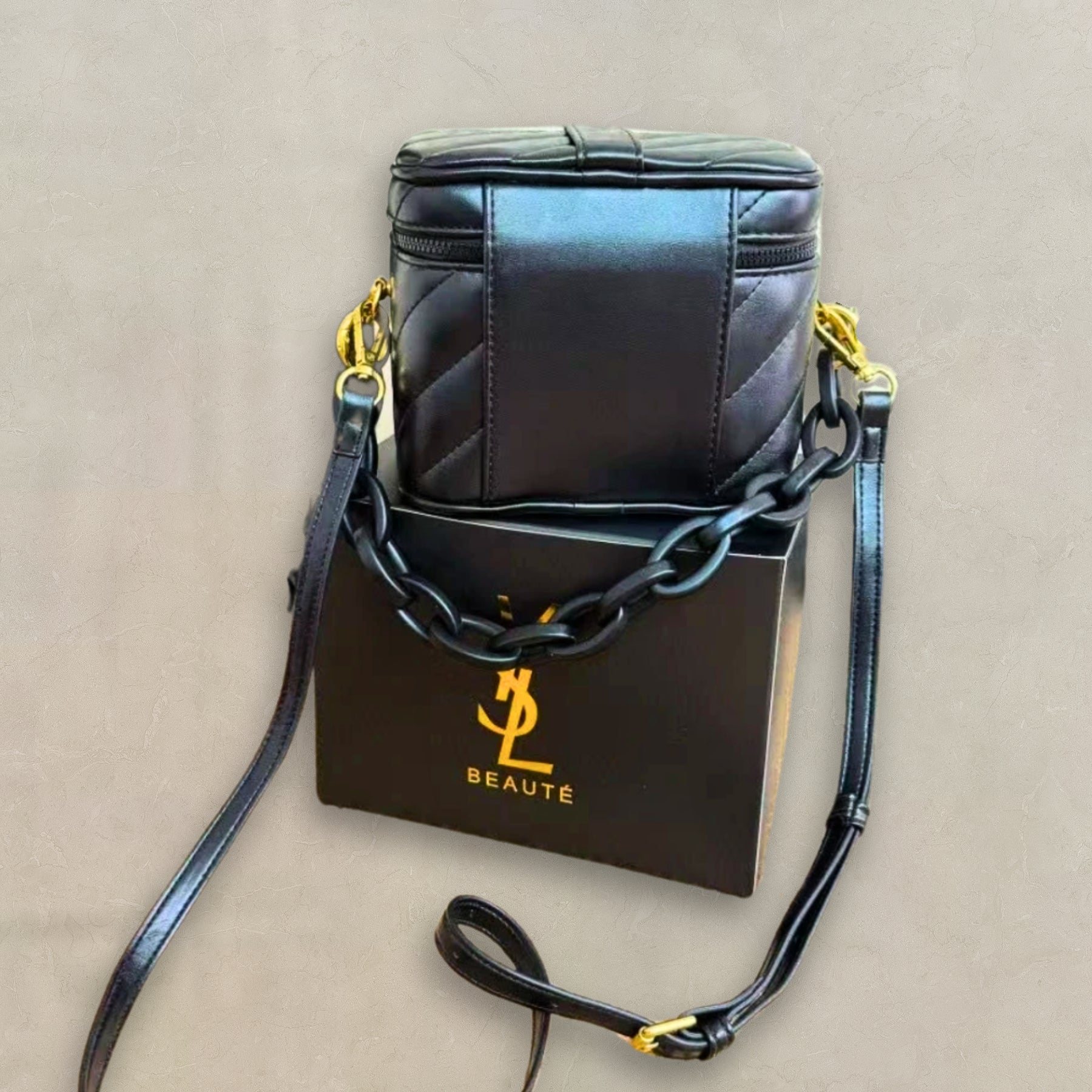 YSL Beauté gold vanity crossbody, detail view