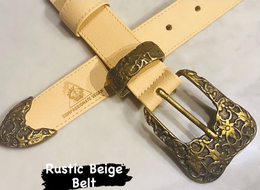 El Clásica Rustic Beige slim faux-leather belt
