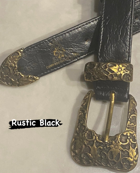 El Clásica Rustic Black faux-leather belt, Maison Archive view