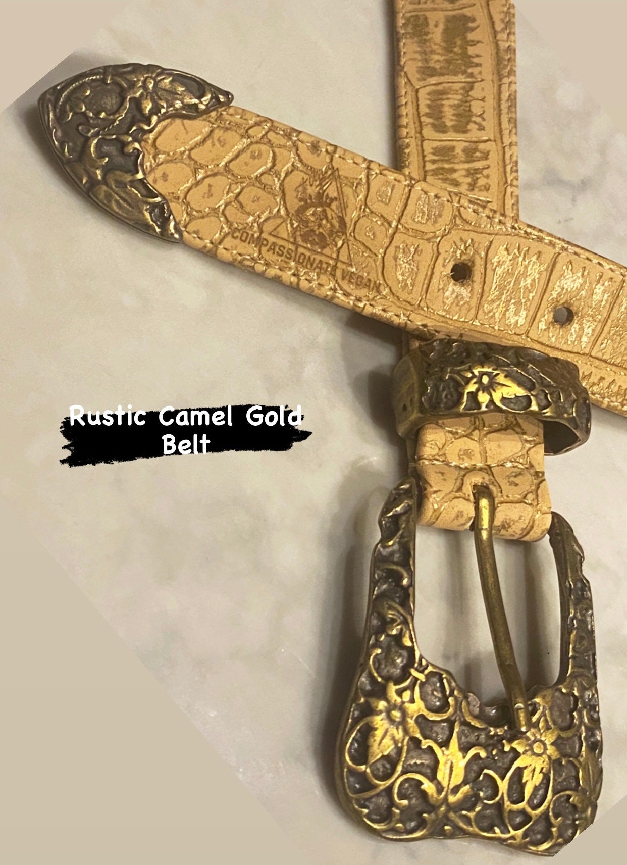 El Clásica Rustic Camel Gold faux-leather belt