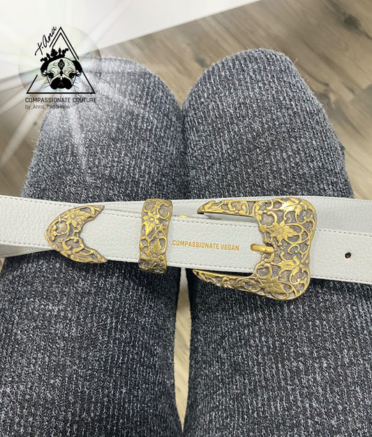 El Clásica Rustic Maestro Grey faux-leather belt, Maison Archive