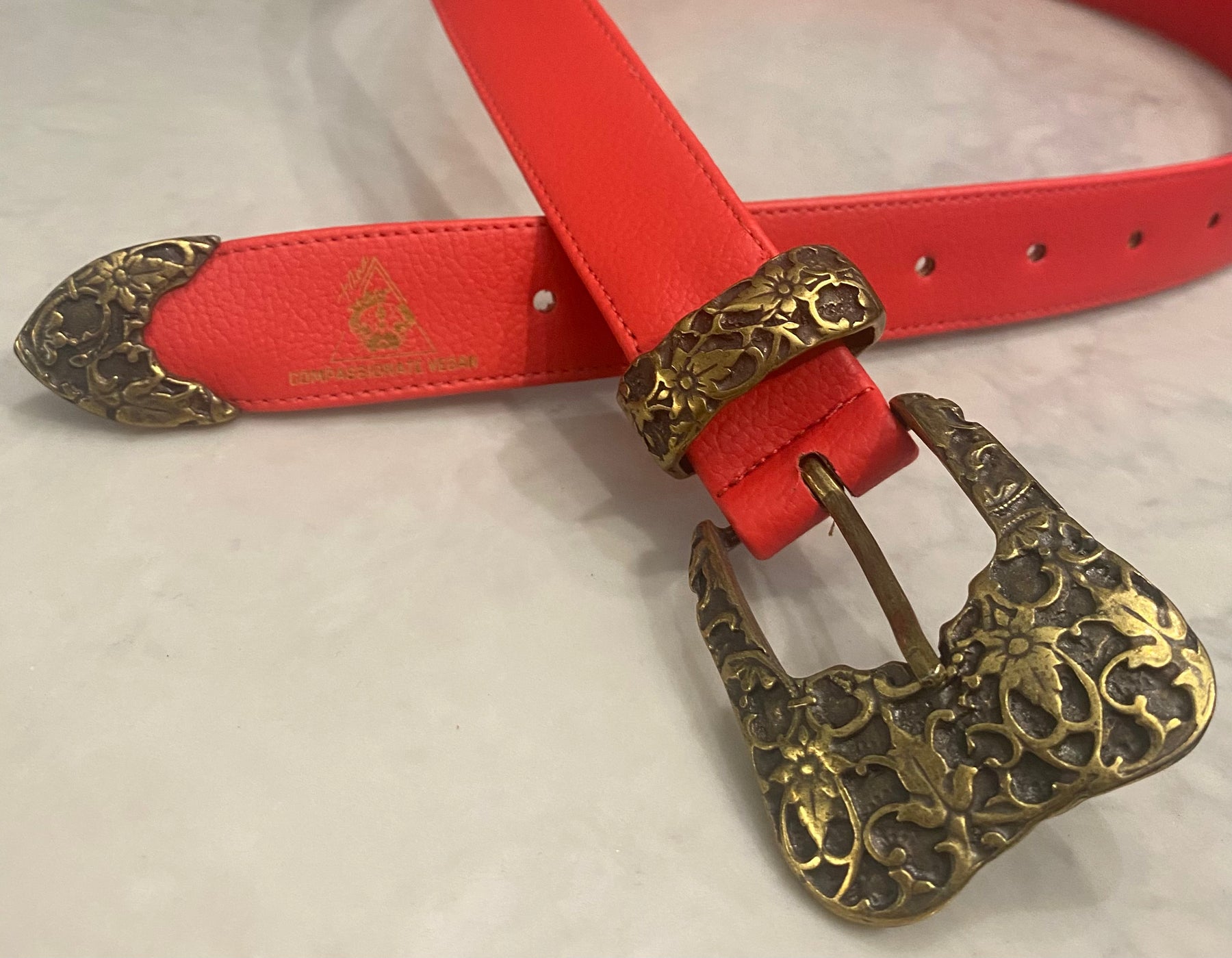 El Clásica Rustic Red faux-leather belt, Maison Archive