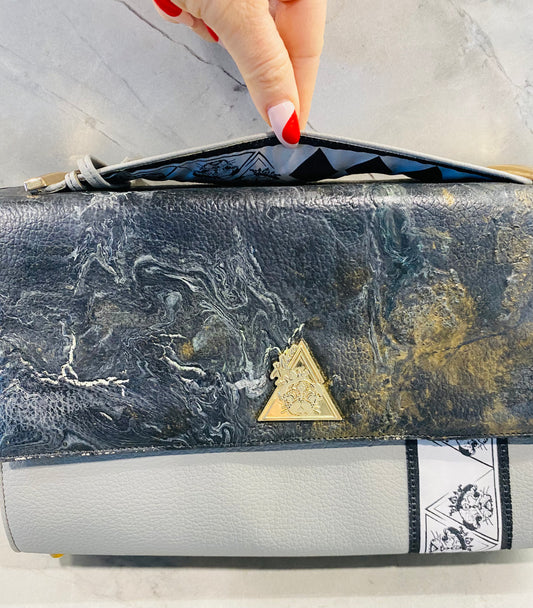 Grigio Universe hand-painted art handbag, t•Ana Couture Maison Archive view