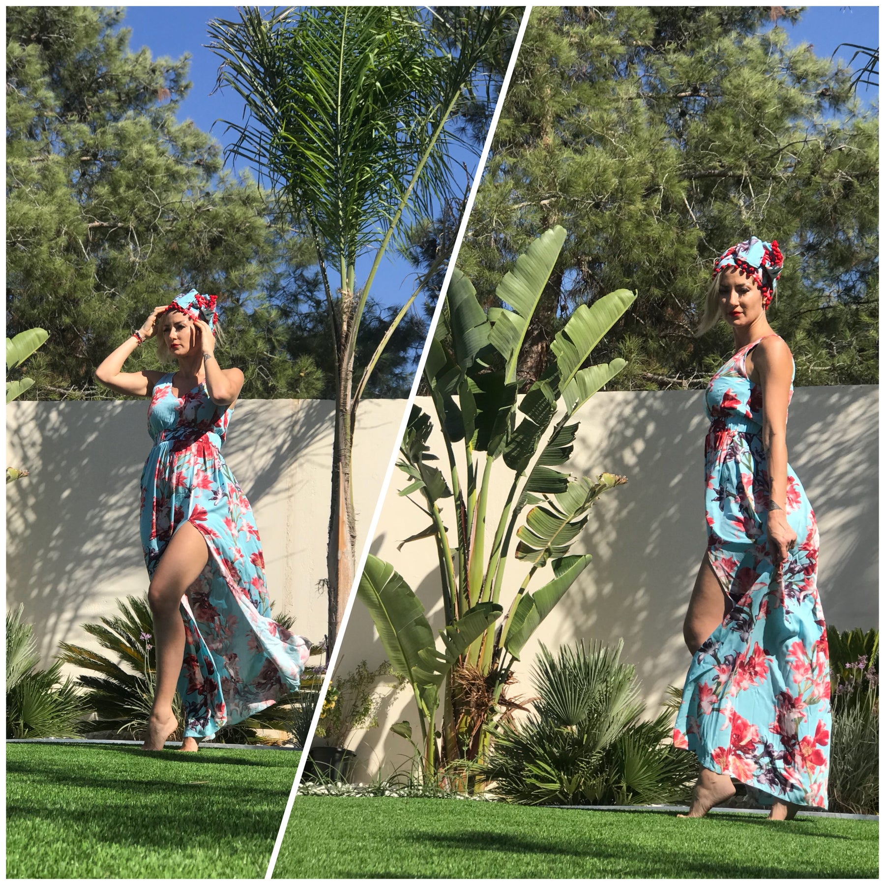 Happy Valley floral dress, styled view