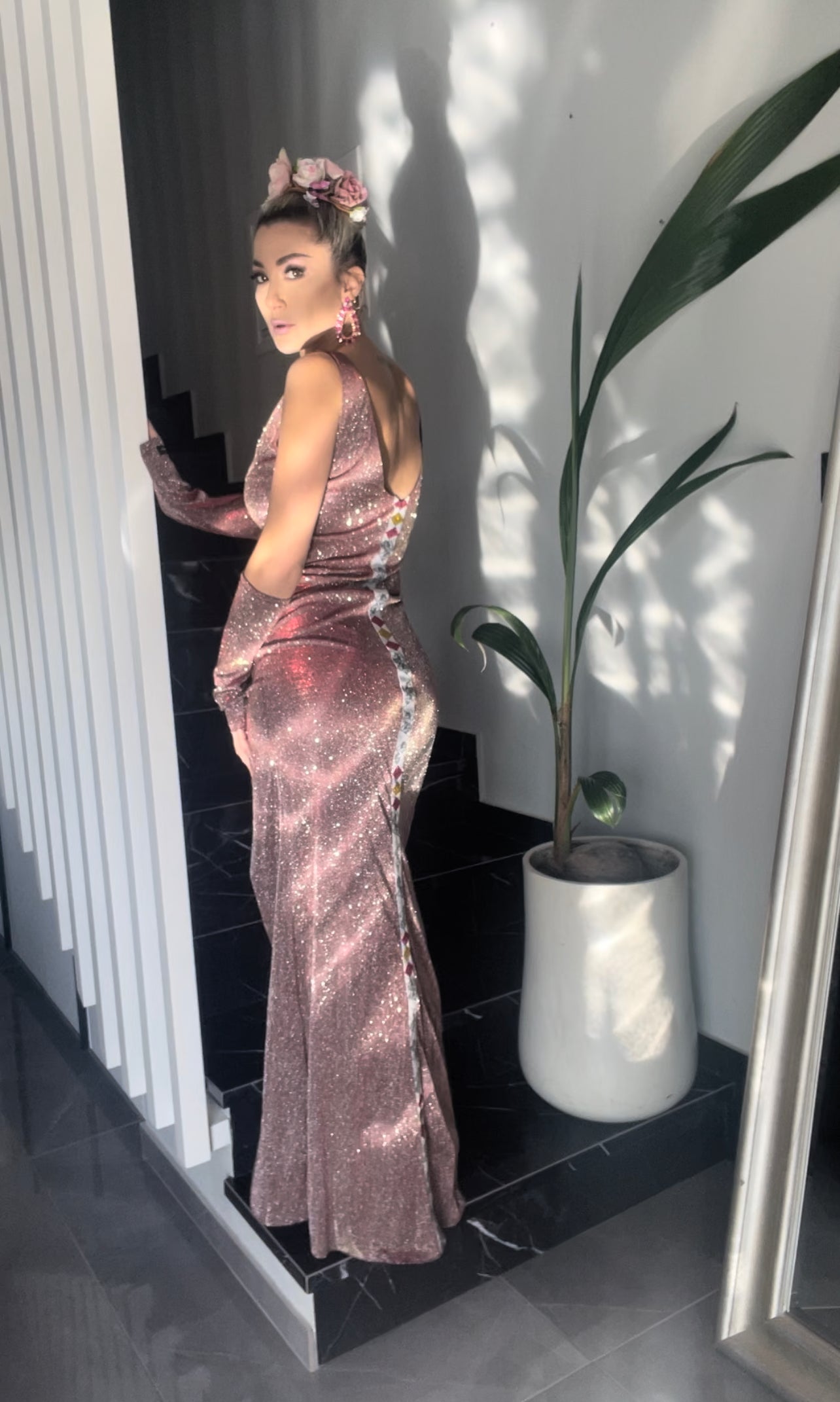 Rosa Iridescent pink full-length dress, additional view