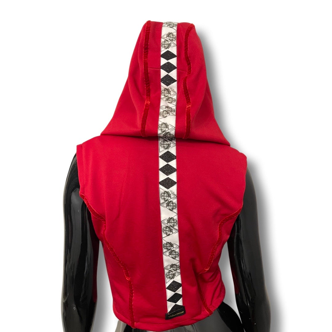 Gli Animali red and animal-print vest, styled view