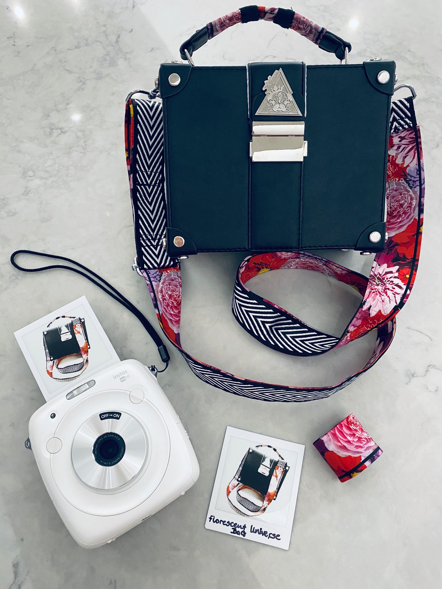Fluorescent Universe Scuro structured floral handbag, Maison Archive
