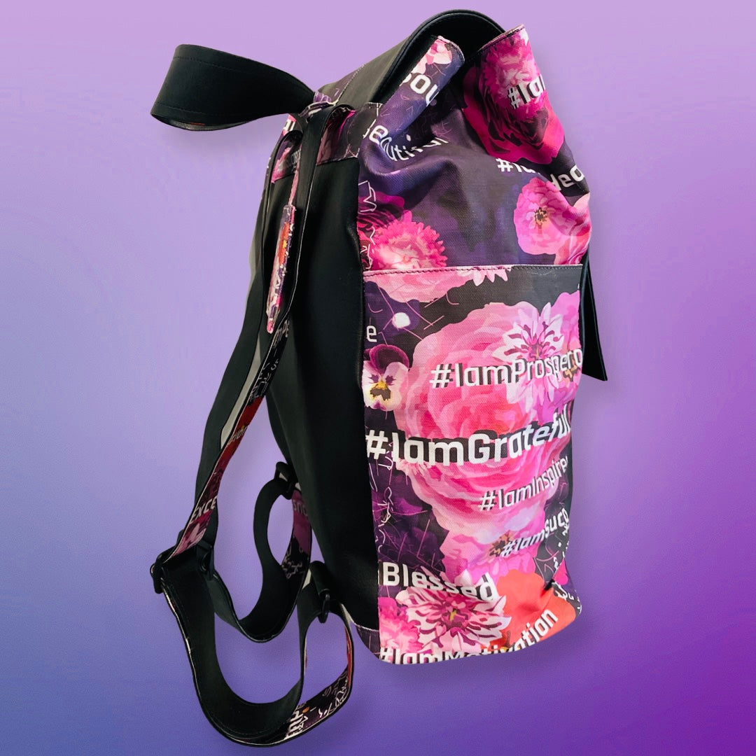 Pink Passion floral backpack, t•Ana Couture Maison Archive view