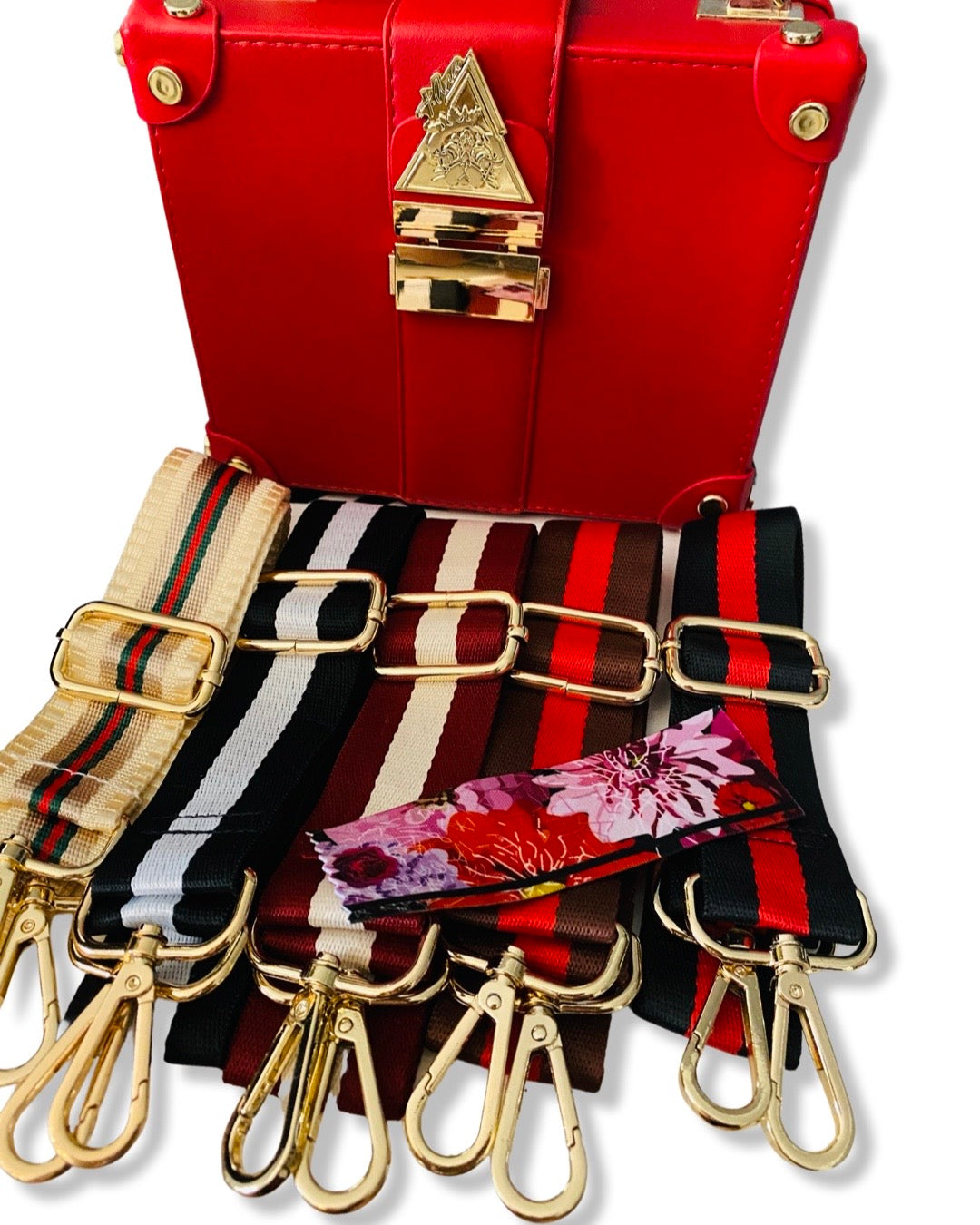 Fluorescent Universe Rosso red structured floral handbag, Maison Archive view