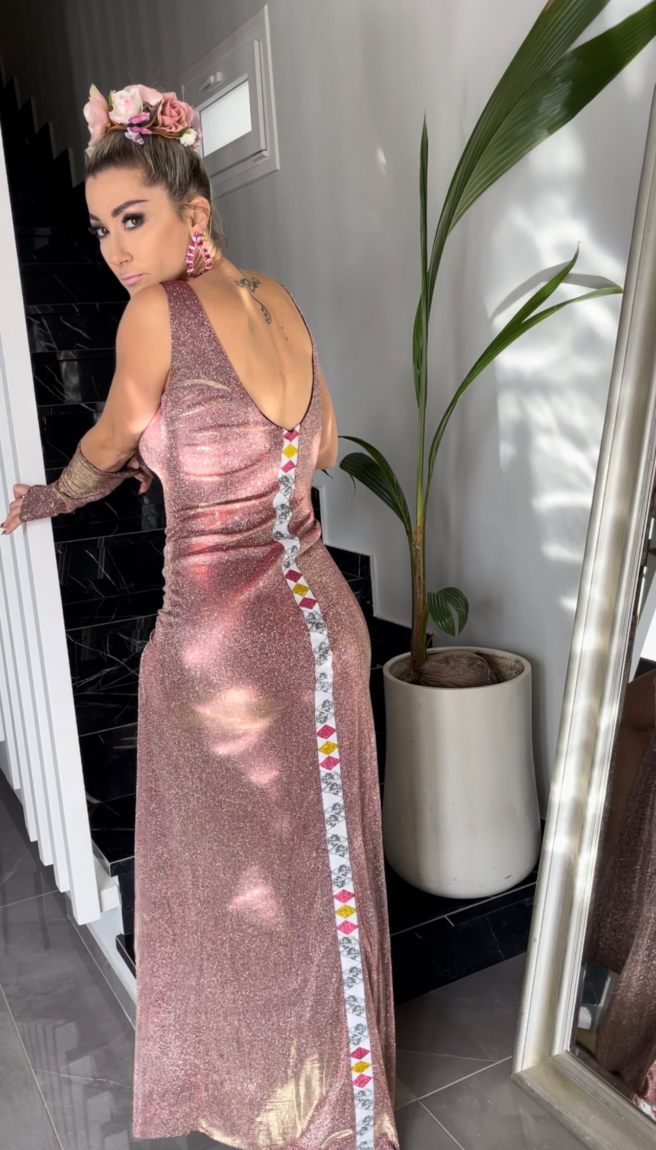 Rosa Iridescent pink dress, additional detail