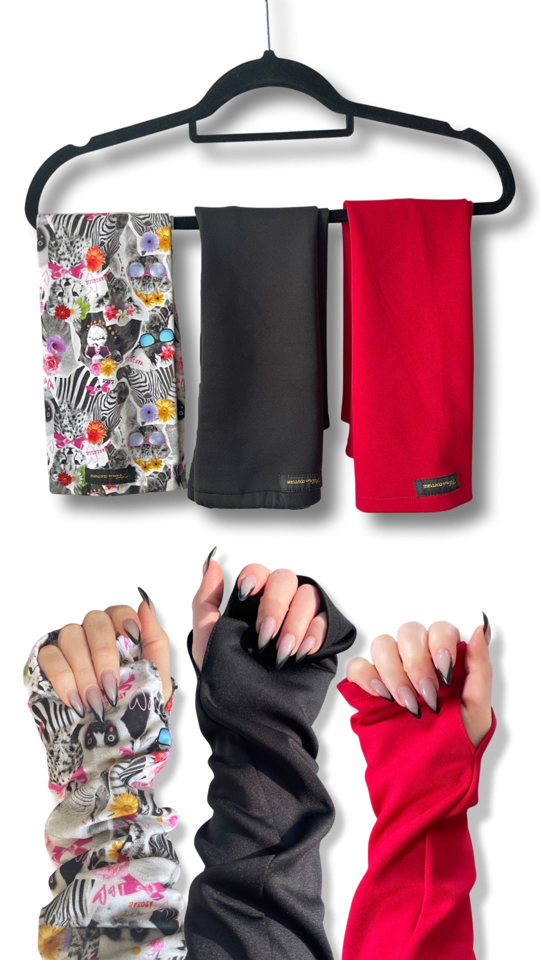 Gli Animali stretch arm warmers, styled view