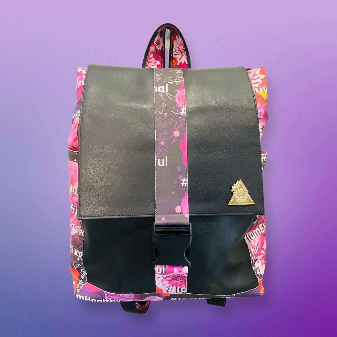 Pink Passion floral backpack, t•Ana Couture Maison Archive view