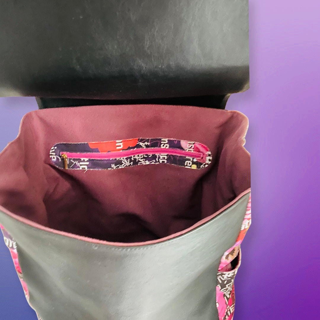 Pink Passion floral backpack, t•Ana Couture Maison Archive view