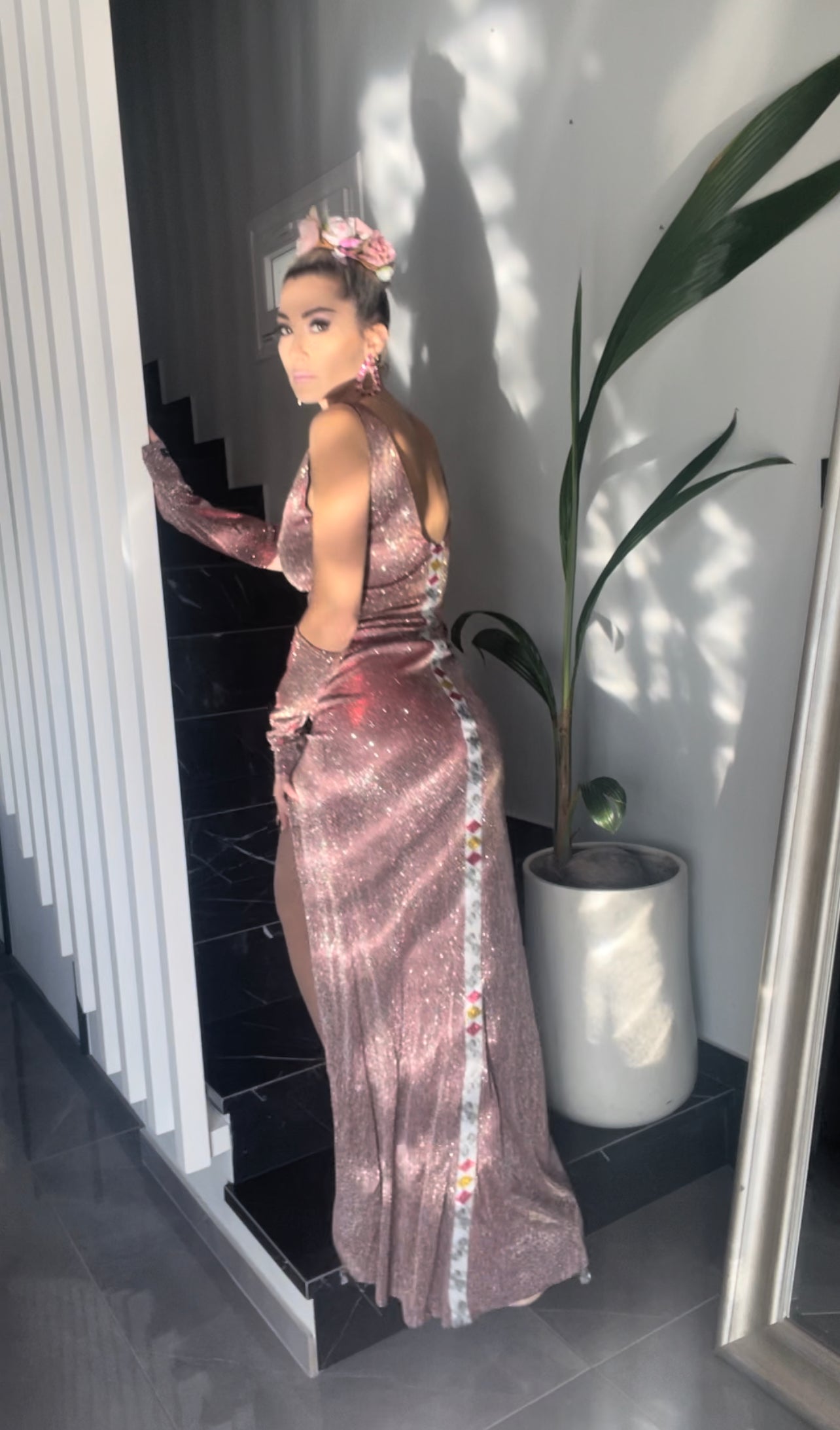 Rosa Iridescent evening dress, detail view