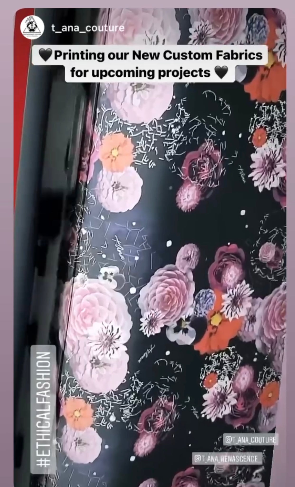 Pink Passion floral backpack, t•Ana Couture Maison Archive view