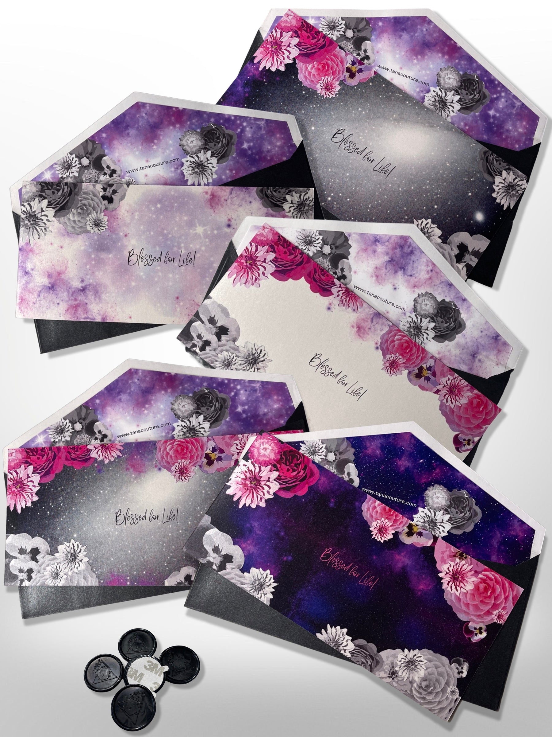 Floral Celestial set of five floral blessing cards