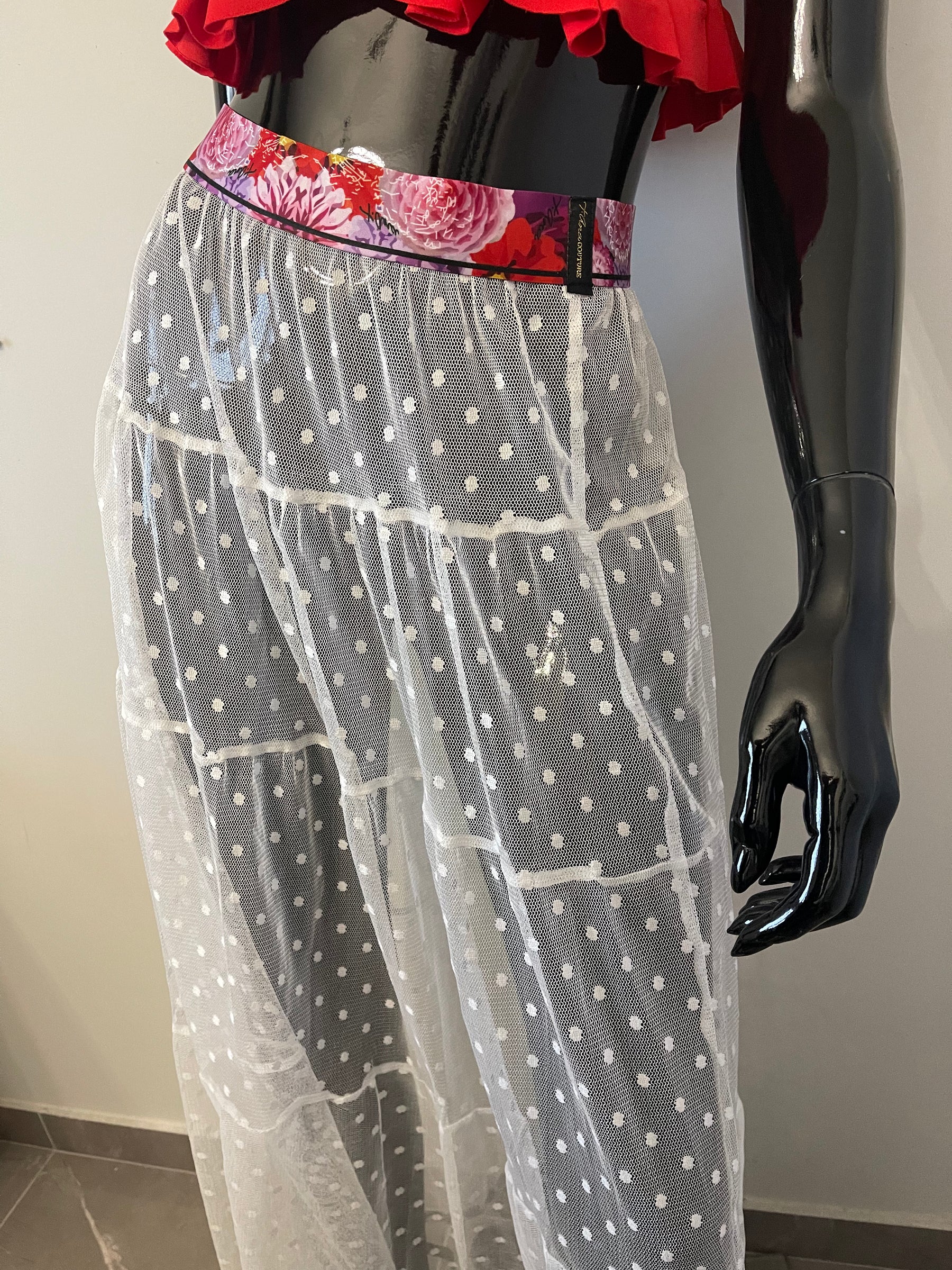 Bianco Miss Polka white maxi skirt, additional view