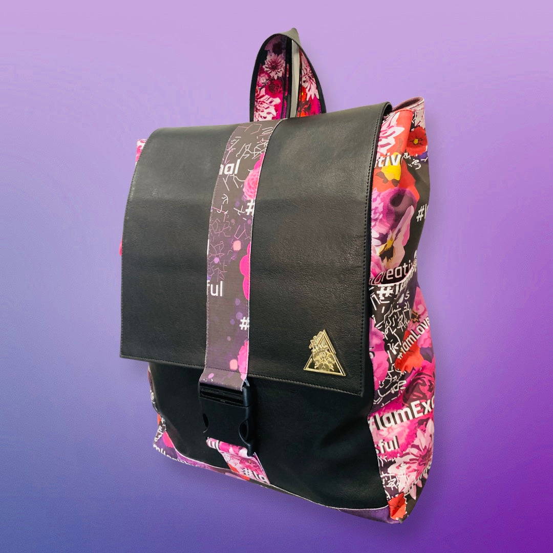 Pink Passion floral backpack, t•Ana Couture Maison Archive view