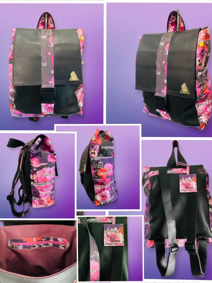 Pink Passion floral backpack, t•Ana Couture Maison Archive view