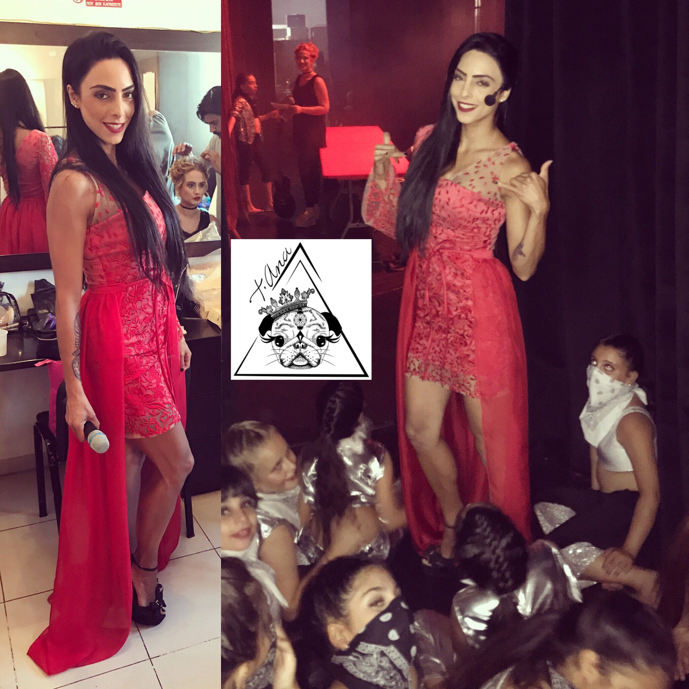 Signorina in Rosso one-of-a-kind red evening dress, Maison Archive view