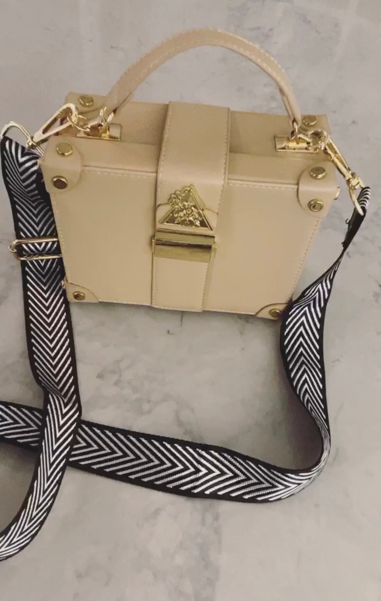Fluorescent Universe Beige structured floral handbag, Maison Archive view