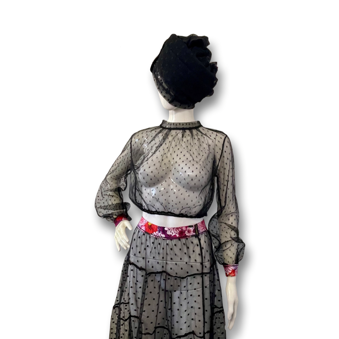 Nero Miss Polka blouse and maxi skirt set, styled view