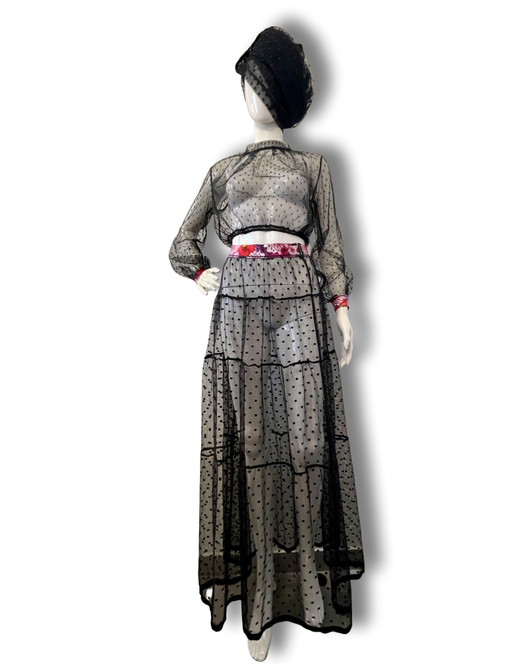 Nero Miss Polka sheer co-ord set, detail view