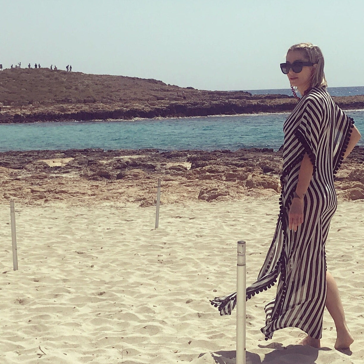 Utopia black and white sheer caftan, additional view